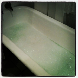 Finally it looks like home - a welcoming bubble bath after a hard day of moving