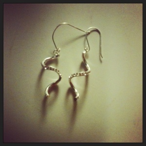 A beautiful pair of earrings from my flame haired friend in London